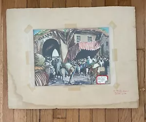 Impressionist Ralph Fanning 1889-1971 Aquarell Marktszene Marokko MCM - Bild 1 von 7
