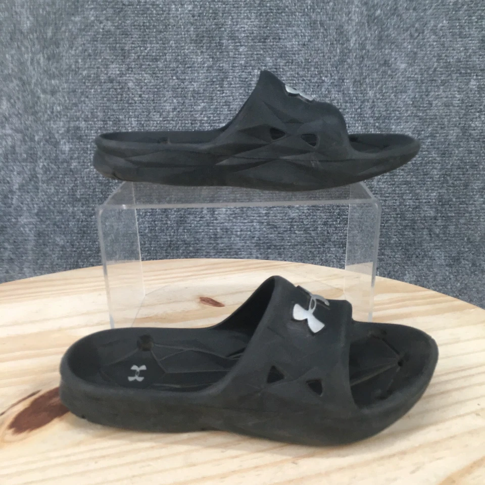 Under Armour Sandals Youth 8 Loacker III Slide Comfort Flats 1287325-001 Black - Image 1 of 4