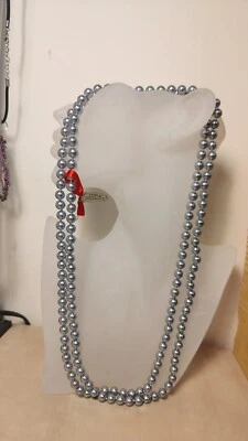 Collana lunga donna Perle DIKULTRA Grey Argento 140 Cm - Immagine 1 di 4