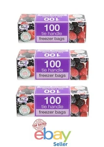 Bolsas de almacenamiento de alimentos Tidyz Freezer con mango de corbata - 100 bolsas X 3 un total de 300 bolsas - Imagen 1 de 4