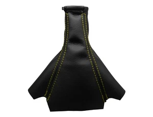 DAEWOO LEGANZA (1997-2004) Soufflet Levier De Vitesse 100% Cuir - Couture Jaune - Picture 1 of 1