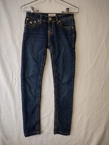 LA Idol USA Jeans Skinny Thick Stitching Rhinestones Dark Blue Wash Size 0 - Picture 1 of 9