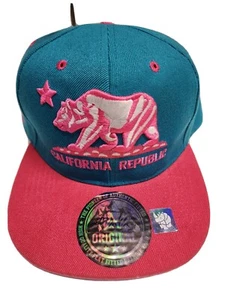 California Republic Hat Snapback colorful New Condition flat bill labels tags - Picture 1 of 10