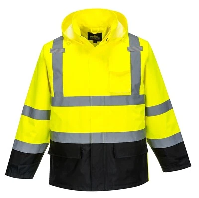 Portwest US366 Hi Vis Reflective Contrast Waterproof Rain Safety Work Jacket - Image 1 of 2