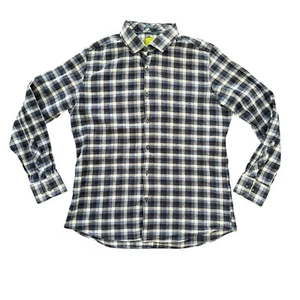 Trial XL Leinenmischung blau kariert Langarm Knopfleiste Herren Hemd - Bild 1 von 8