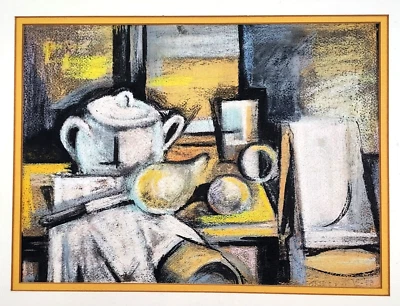 Pintura cubista/cubismo original rara de posguerra modernismo abstracto firmada VZ '53 Foto 1 de 4