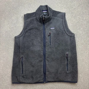 Patagonia Fleece Adult X Large Grey Deep Pile Vest Logo Body Warmer Men - Picture 1 of 9