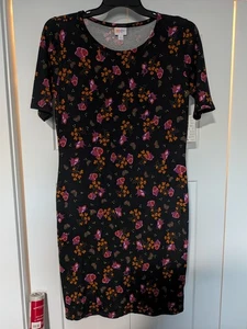 Lularoe Julia Dress Size Large  Black w/ Flowers & Butterflies **NWT* Spring - Picture 1 of 5
