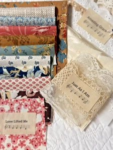 Paquete de tela y adornos "Treasured Hymns" para diarios de costura lenta/basura - Imagen 1 de 12