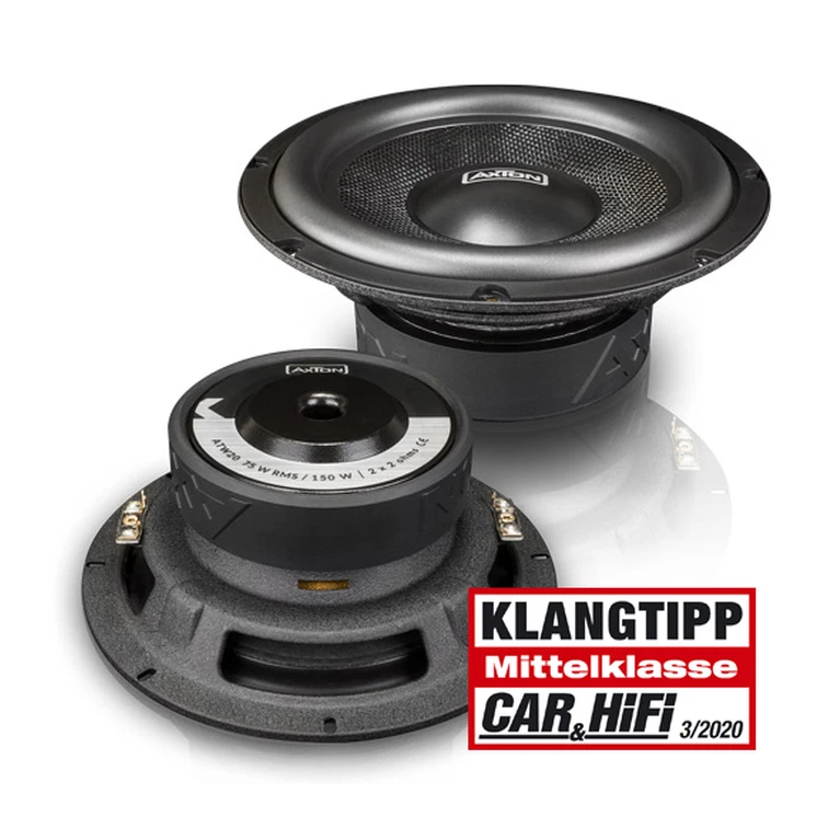 Axton ATW20 - 20cm Subwoofer - 8 Zoll - 80mm Einbautiefe - 2x2 Ohm Bass - Bild 1 von 1
