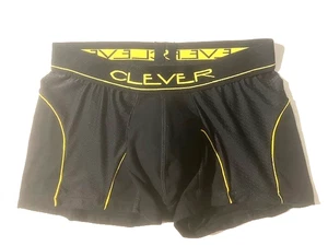 New CLEVER Mens Black Cotton Boxer Trunk Brief Underwear w Sport Mesh Sides sz M - Picture 1 of 14