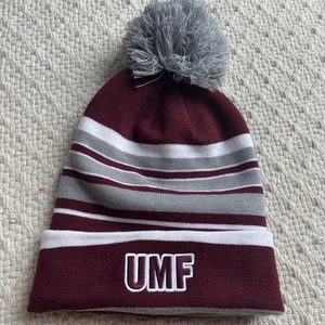 University of Maine Farmington UMF Acrylic Pom Beanie Hat Cap Knit - Picture 1 of 6