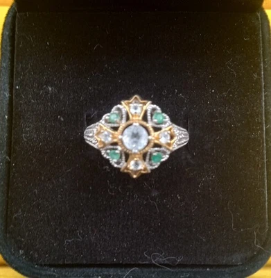 Beautiful Vintage Estate Jewelry 925CC Sterling CZ Emerald? Ring Nice - Image 1 of 4