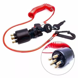 Replacement Johnson Evinrude Key Switch w/Lanyard 5005801 Push to Choke BRP OMC - Picture 1 of 12