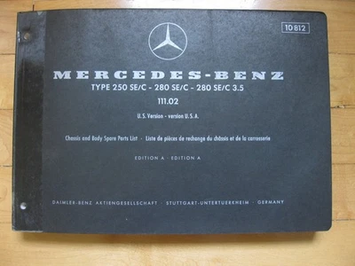 1973 Mercedes Benz 250SE/C и 280se/c 3,5 США купе кабриолет каталог деталей - Изображение 1 из 4