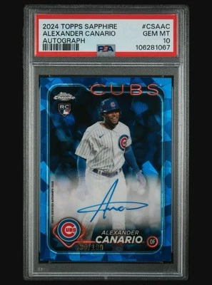 2024 Topps Chrome Sapphire Alexander Canario Rookie Auto /199 #CSA-AC PSA 10 - Image 1 of 2