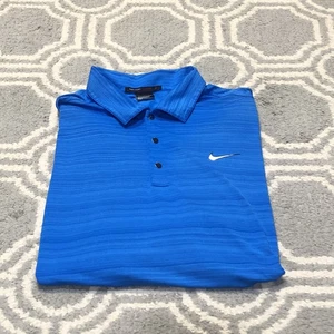 Nike Tiger Woods TW Golf Polo Men's XL Dri-FIT Stretch Blue Performance Button - Picture 1 of 11
