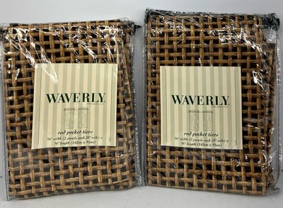 (2) Waverly Tiki Ébano Cesta Tejido Nivel Cortinas Par Negro Tostado 56 x 36 Nuevo Foto 1 de 3