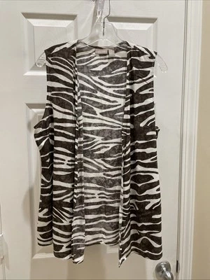 Cárdigan Chicos Mujer Bonito Marrón Animal Estampado Sin Mangas Frente Abierto Talla 1 Foto 1 de 3