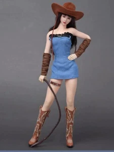 1/6 Western Cowgirl Skirt Hat Leather Boots Whip Sets for 12" PHICEN Figure Body - Picture 1 of 4
