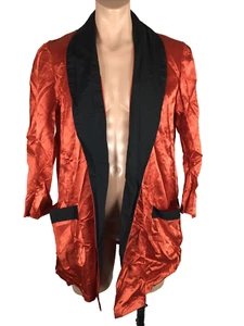 Vintage 50er Jahre rot Satin The Black Knight Lounge Robe Smoking Jacke Gr. S/M - Bild 1 von 5