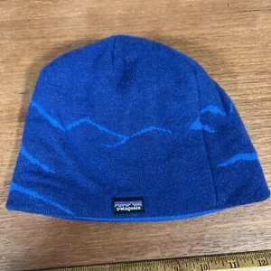 Patagonia Winter Knit Beanie Cap Blue Wolf/Mountains Youth Size - Picture 1 of 4