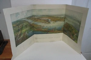 Seltene GREATEST NEW YORK, Henry Wellge, 1911 Bien Farblithographie Vogelaugenkarte  - Bild 1 von 7