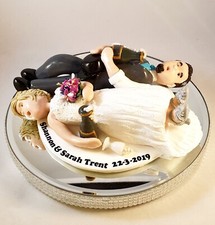 Topper torta nuziale ubriachi personalizzato sposa e sposo coppia dettaglio argilla