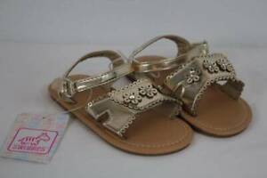 NEW Toddler Girls Sandals Size 9 Gold Summer Wedding Dressy Casual Shoes Flats