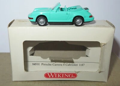 Micro WIKING Ho 1/87 Porsche 911 Carrera 4 Cabrio Verde Pastello #16501 IN Box - Immagine 1 di 4