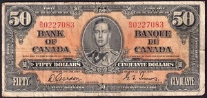 Canada 1937 $50 Fifty Dollar Banknote Gordon - Towers B/H 0227083 - Picture 1 of 2