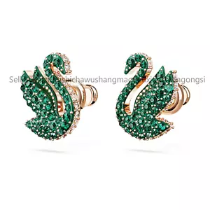 New Authentic Swan stud earrings Swan, Green, Rose gold-tone plated 5650063 - Picture 1 of 4