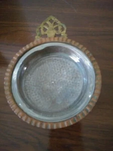 Vintage Hammered Copper Glass Brass Table Top Ashtray Decorative - Picture 1 of 6