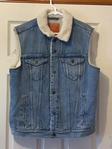 MENS STRAUSS & CO DENIM VEST SIZE L CHEST IS 23" LENGTH IS 25" - Picture 1 of 3