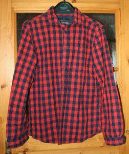 ANGELO LITRICO Herren langarm Hemd slim fit dunkelblau rot kariert Gr. L 41-42 - Bild 1 von 2