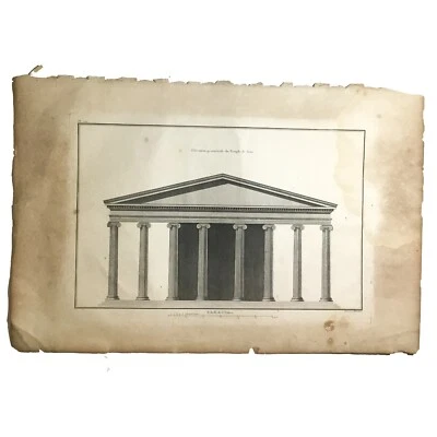 Rare Book Plate, Architecture, Elevation of the Temple of Teos, Paris 1782 - Image 1 of 4