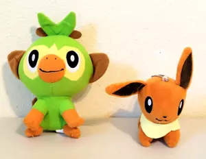 2 Pokemon GROOKEY and EEVEE Keychain Stuffed Animal Plush 6" - Picture 1 of 7