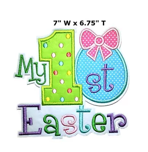 My 1st Easter Embroidered iron-on/sew-on Patch Baby Craft Rabbit Bunny Applique - Picture 1 of 12