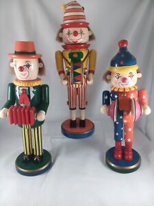 Vtg Three (3) Nutcracker Clowns with  Musical Instruments.