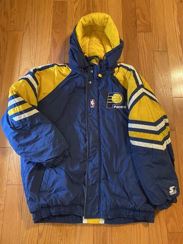 Vintage Indiana Pacers Starter Jacket Coat Full Zip Hooded Size XL Cover