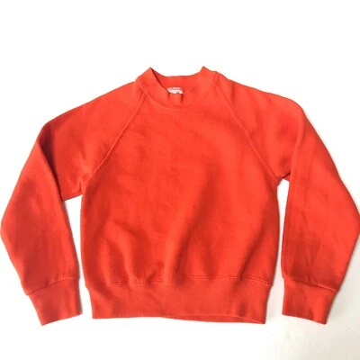 Vintage Jerzees Crewneck Sweatshirt Small 6 7 Blank Orange Kids Grunge Skate USA - Image 1 of 4