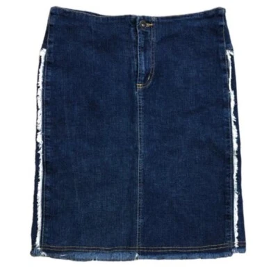 Baby Phat Y2K Denim Skirt Juniors Size 9 Fringe Contrast - Image 1 of 4