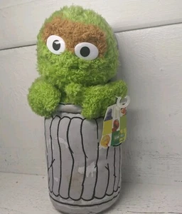 Sesame Street Oscar The Grouch in Trash Can Plush 2003 11" Nanco NWT  - Picture 1 of 7