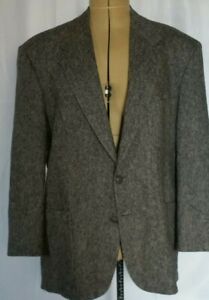 46S  70s Harris Tweed Gray Blazer Sport Coat 100% Wool Tweed VTG