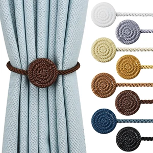 Magnetic Curtain Tie Backs 2 Pack Rope Curtain Tiebacks Decorative Curtain Holde - Picture 1 of 6