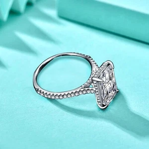 Anillo de joyería de moda moissanita cz baguette plata esterlina 925 mujer talla 7 - Imagen 1 de 8
