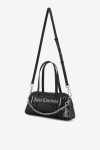 Juicy Couture Jasmine Bugatti Shoulder Bag Black Synthetic Leather Chain Detail - Picture 1 of 9