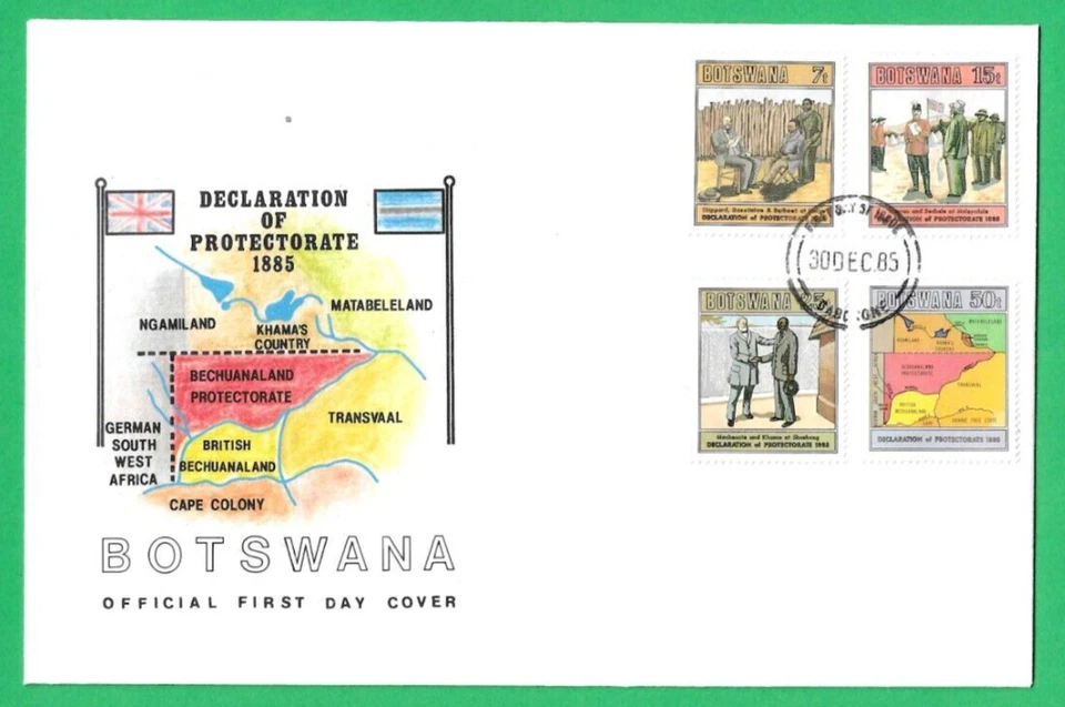 BOTSWANA ~ CENTENARY OF DECLARATION OF PROTECTORATE 1885 ~ 30th DECEMBER 1985 - Image 1 of 1