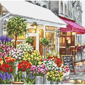 Kreuzstich Packung Laden Von Blumen 986 Letistitch Aida - Picture 1 of 6
