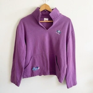 Vintage 90s Disney Eeyore Purple Knit Pullover Quarter Zip Sweatshirt Gr. XL - Bild 1 von 6